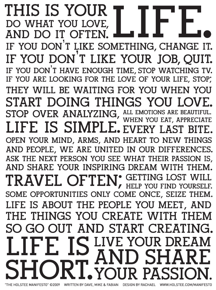 The Holstee Manifesto: how to have a great life